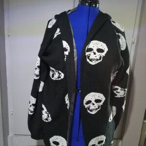 Shein Skull Long Hooded Cardigan